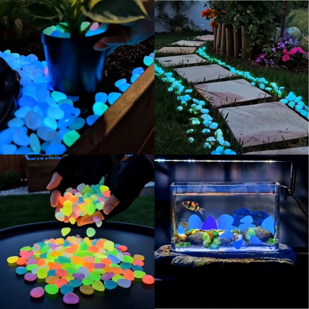 Aquarium Plants - Karanlıkta Parlayan Renkli Taşlar, Bahçe Taşları,